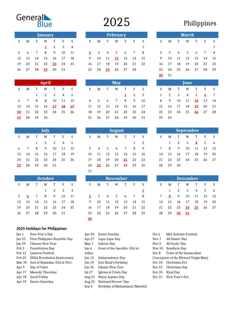 2025 Philippine Holidays Calendar | PDF | Religious Holidays | Observances