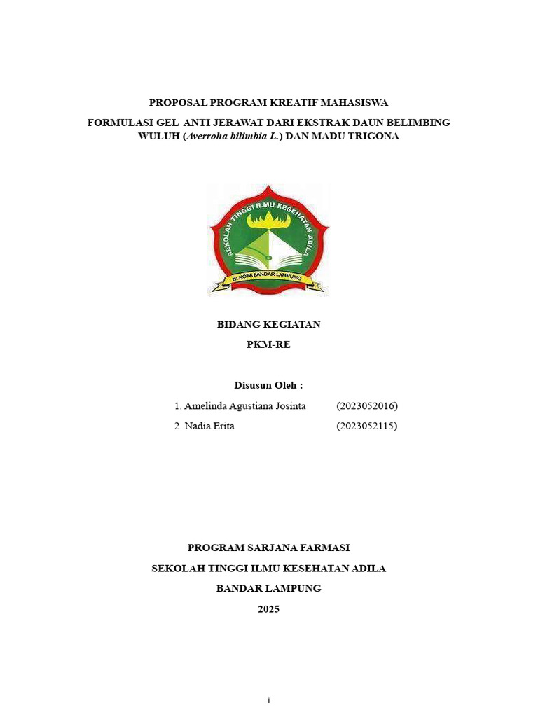 Proposal Program Kreatif Mahasiswa | PDF