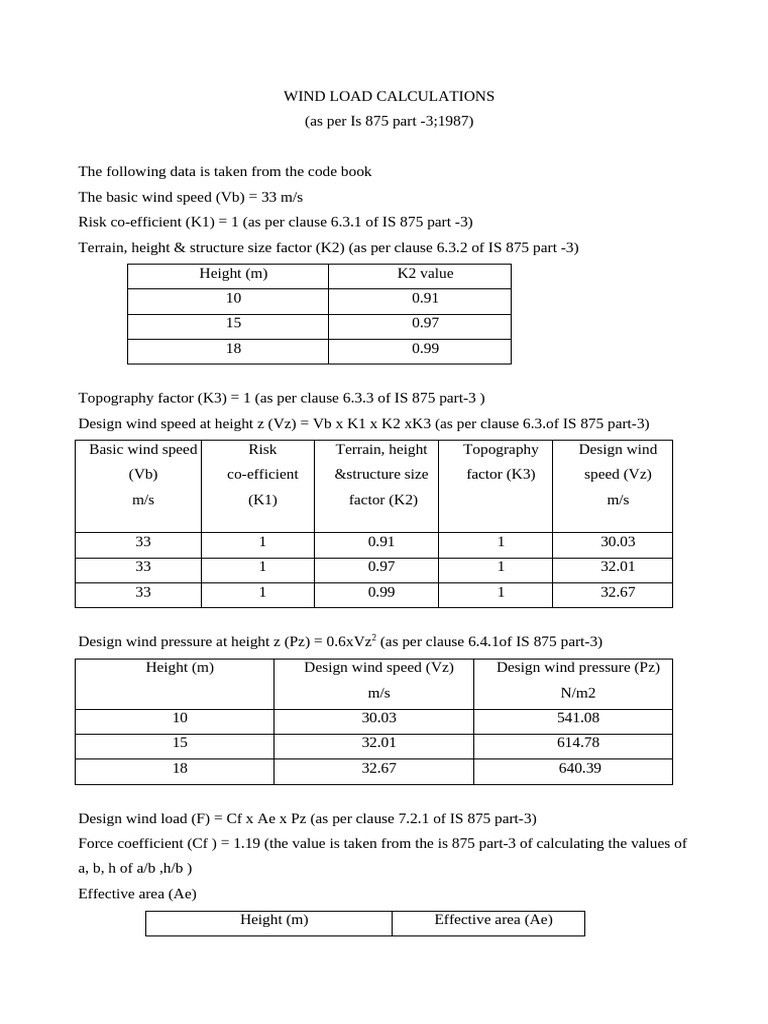 Wind Load Calculations | PDF | Structural Engineering | Applied And ...