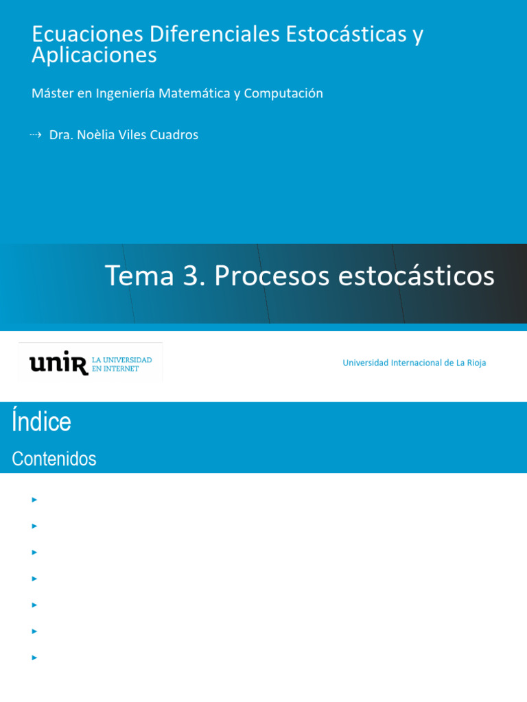 03 - Tema 3 | PDF | Proceso estocástico | Movimiento browniano