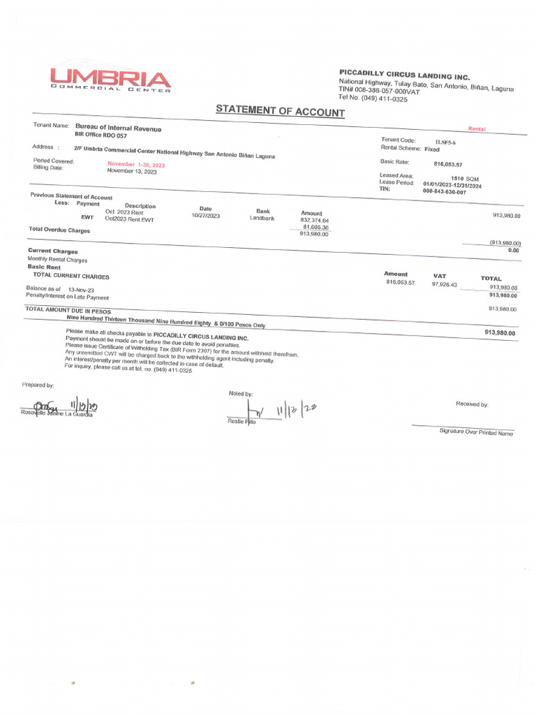 November Soa - Bir Rental | PDF