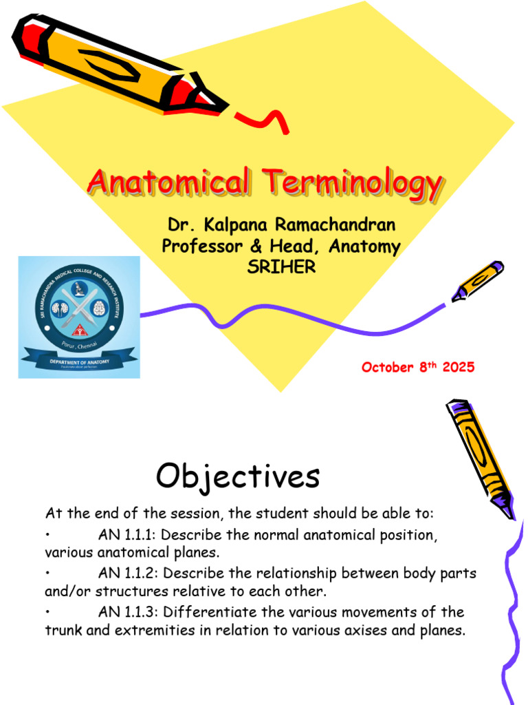 Anatomical - Terminology - Dr. Kalpana 8th Oct 2025 Edited | PDF ...