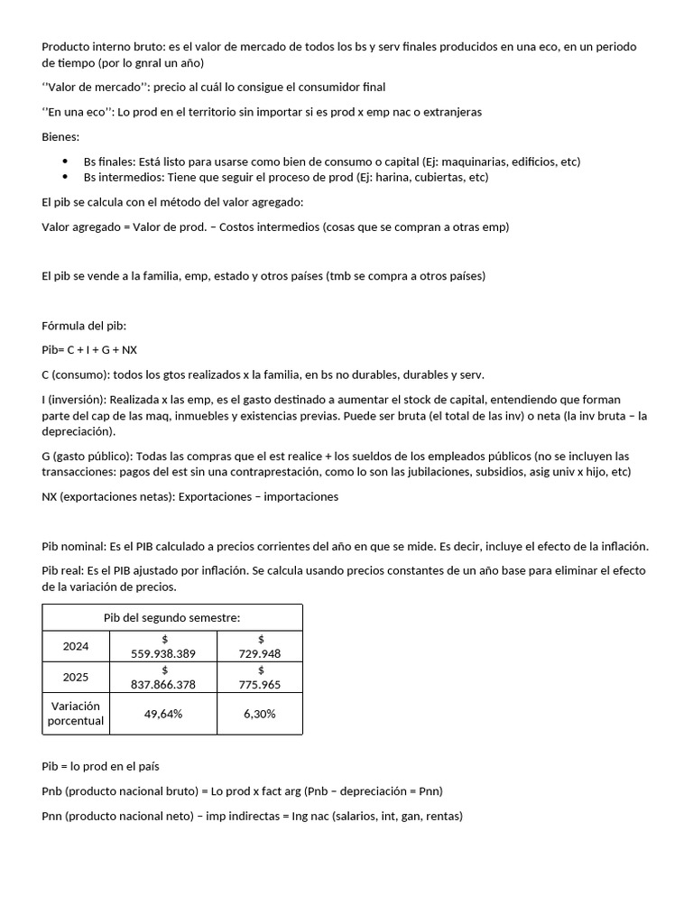 Producto Interno Bruto y medición de la actividad económica | PDF ...