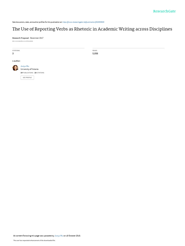 The Use of Reporting Verbs As Rhetoric in Academic Writing Across ...