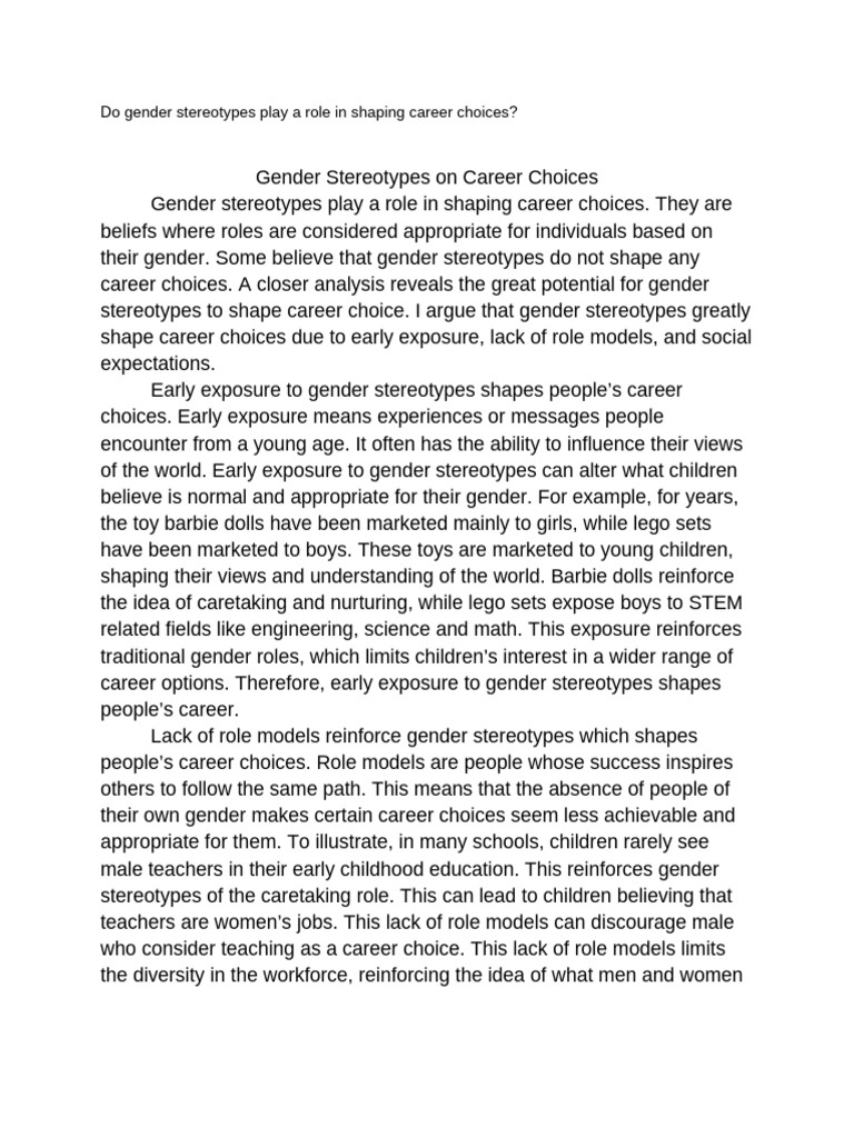 Impact of Gender Stereotypes on Careers | PDF | Gender Role | Gender