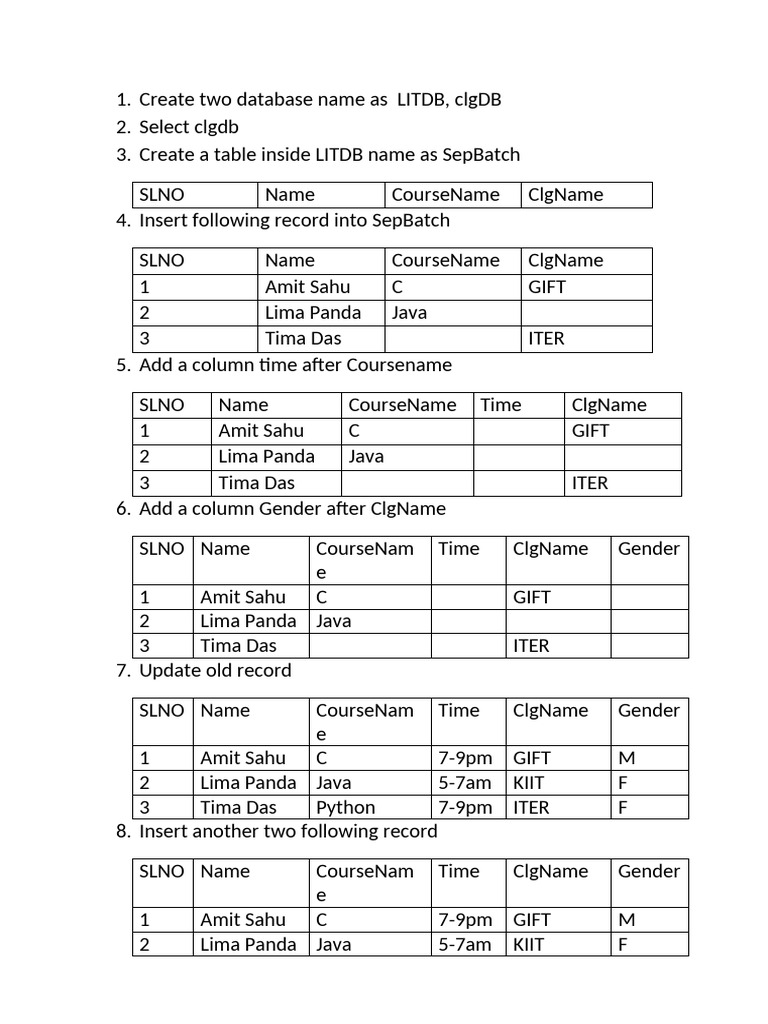 Database Management: Create and Update Tables | PDF
