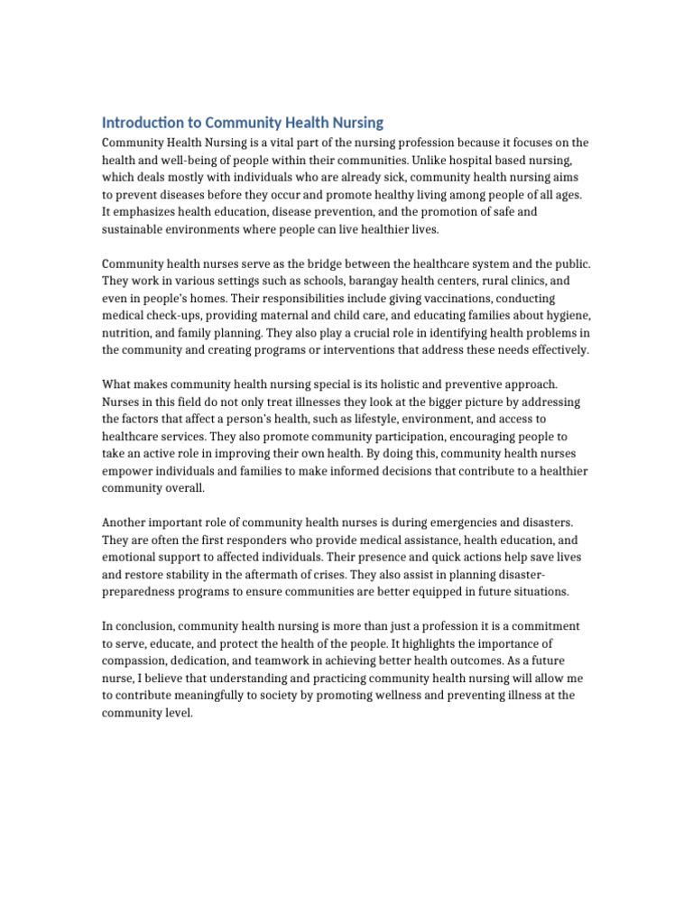 Final Revised Introduction To Community Health Nursing | PDF | Nursing ...