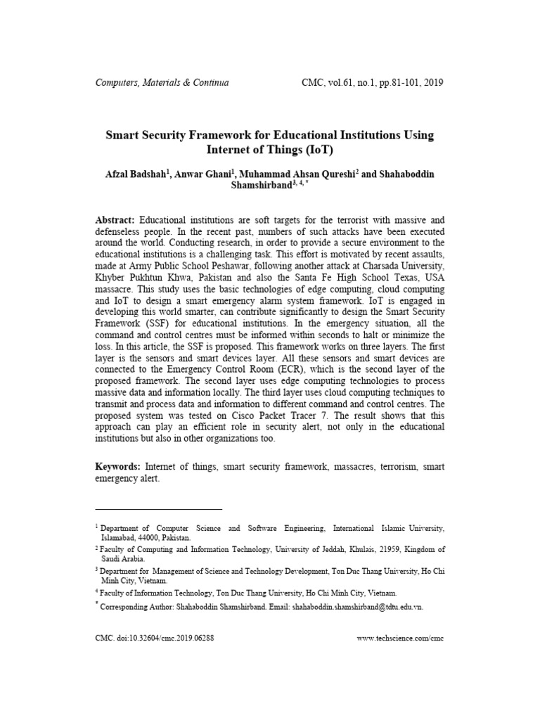 Smart Security Framework for Schools | PDF | Internet Of Things ...