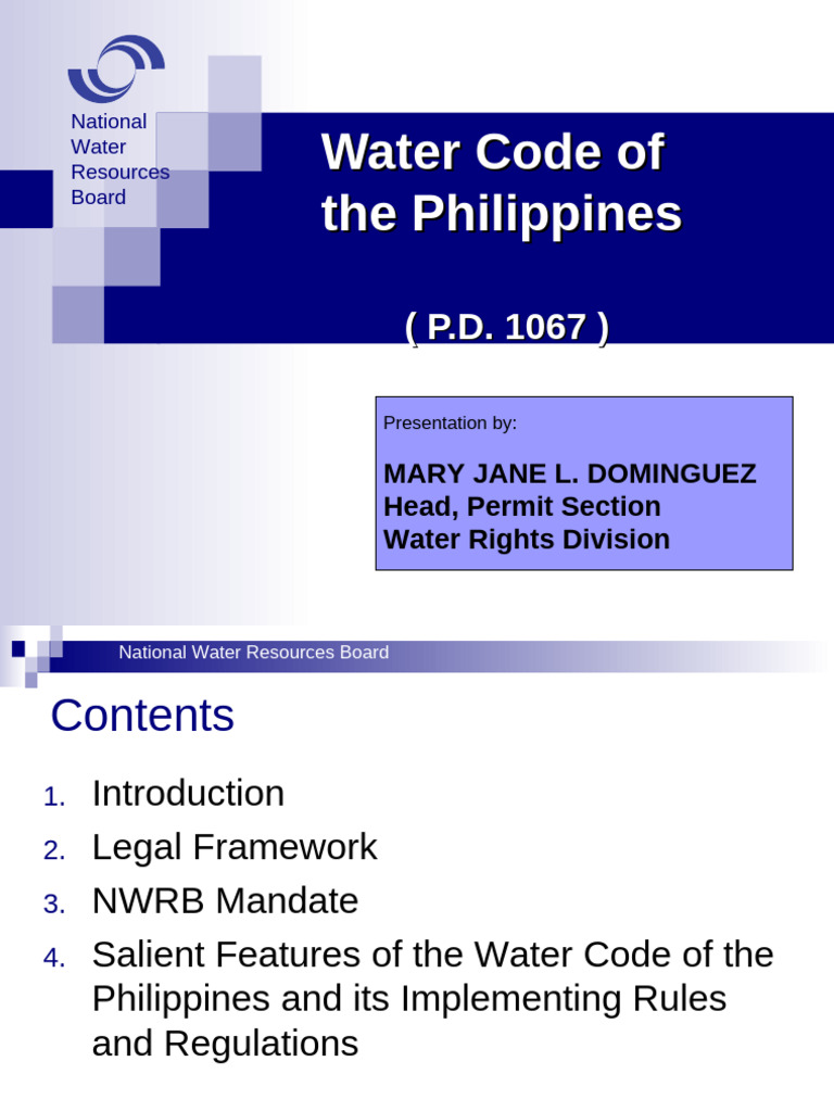 Overview of the Philippines Water Code | PDF | Water Right | Justice