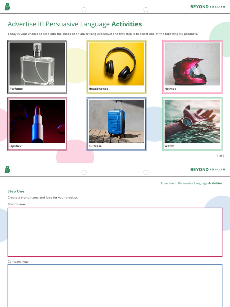 Au L 1735528797 Advertise It Persuasive Language Activities Ver 1 | PDF ...