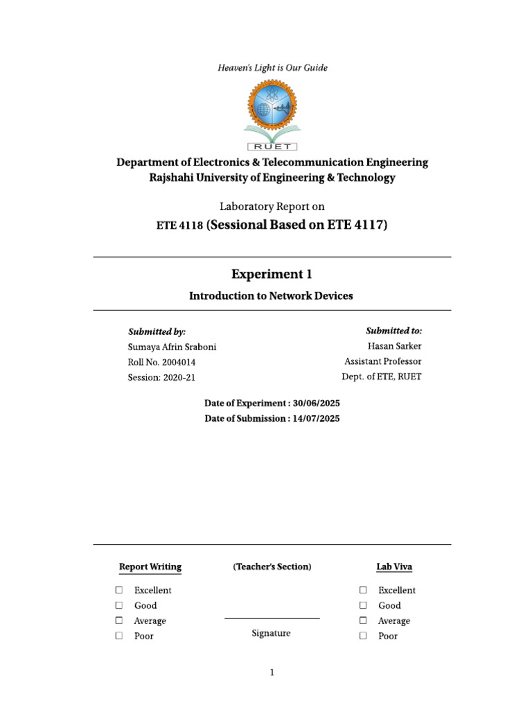 Experiment No 1 | PDF