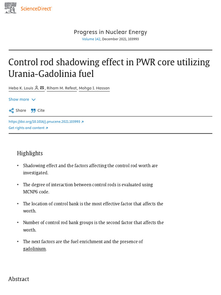 Control Rod Shadowing Effect in PWR Core Utilizing Urania-Gadolinia ...