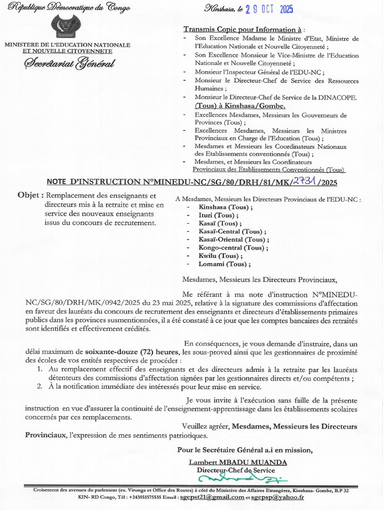 Note D'instruction n'2731 | PDF