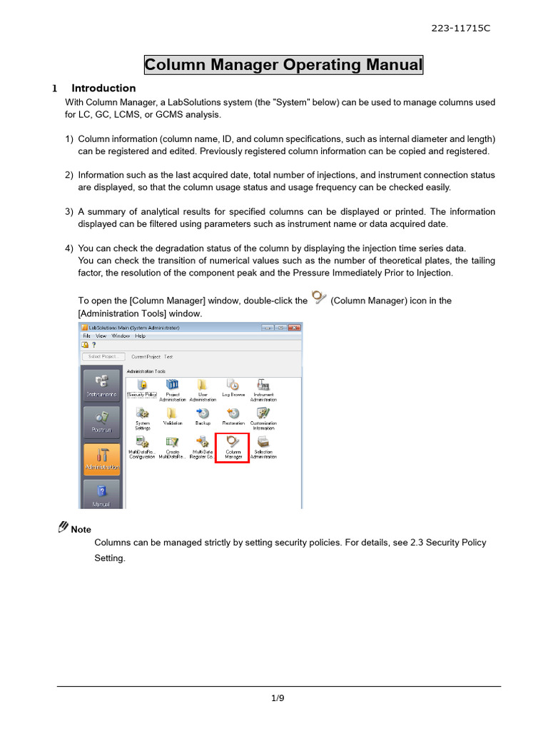 Column Manager User Guide for LabSolutions | PDF | Gas Chromatography ...