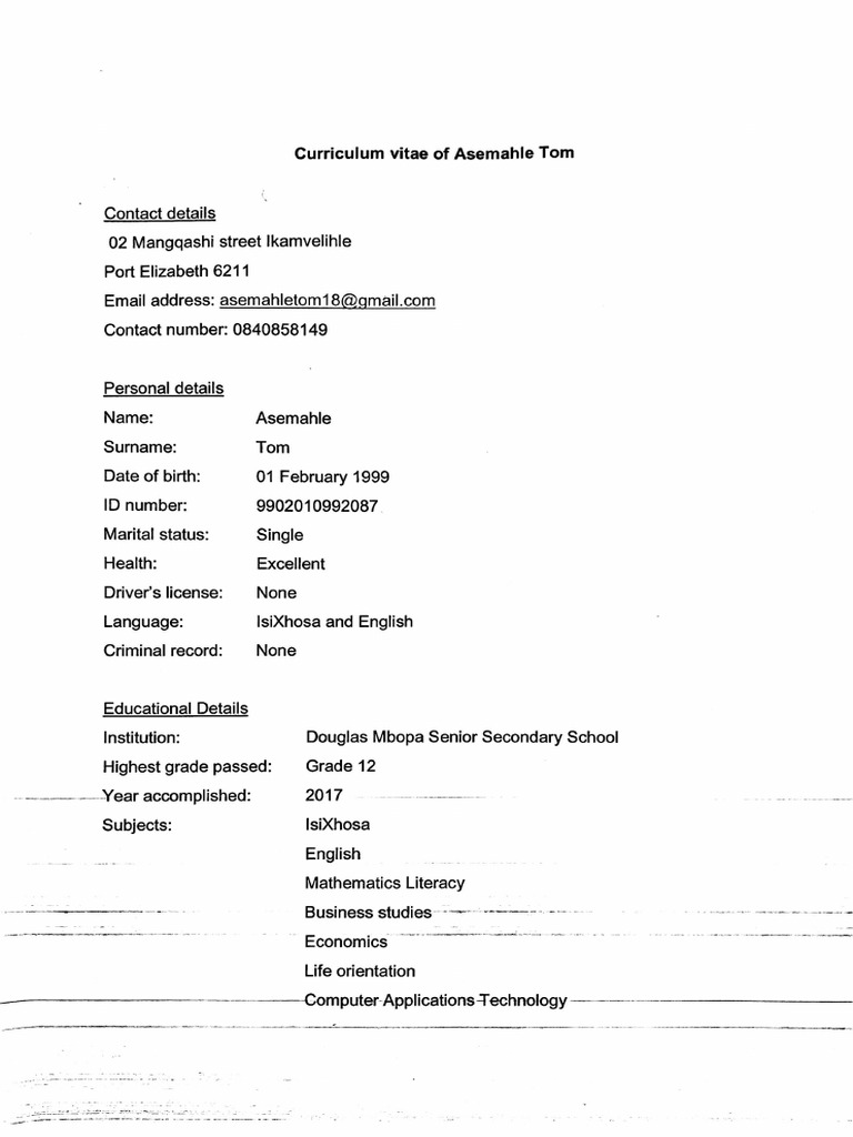 CV and ID | PDF