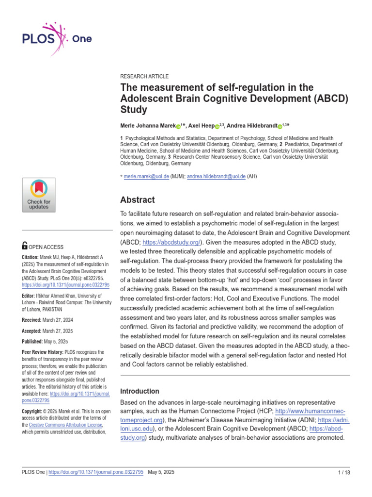 The Measurement of Self-Regulation in The Adolesce | PDF | Validity ...