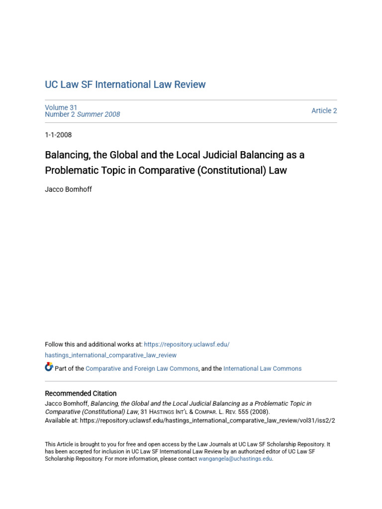 Balancing The Global and The Local Judicial Balancing As A Probl | PDF ...