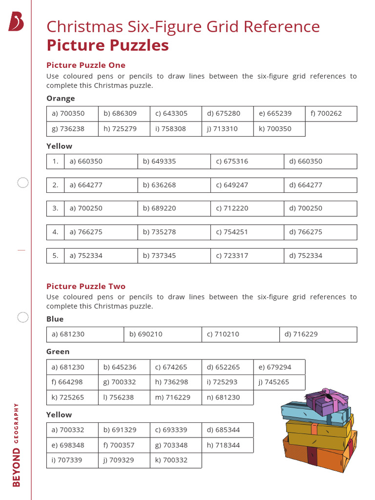 Christmas Six-Figure Grid Reference Picture Puzzles | PDF