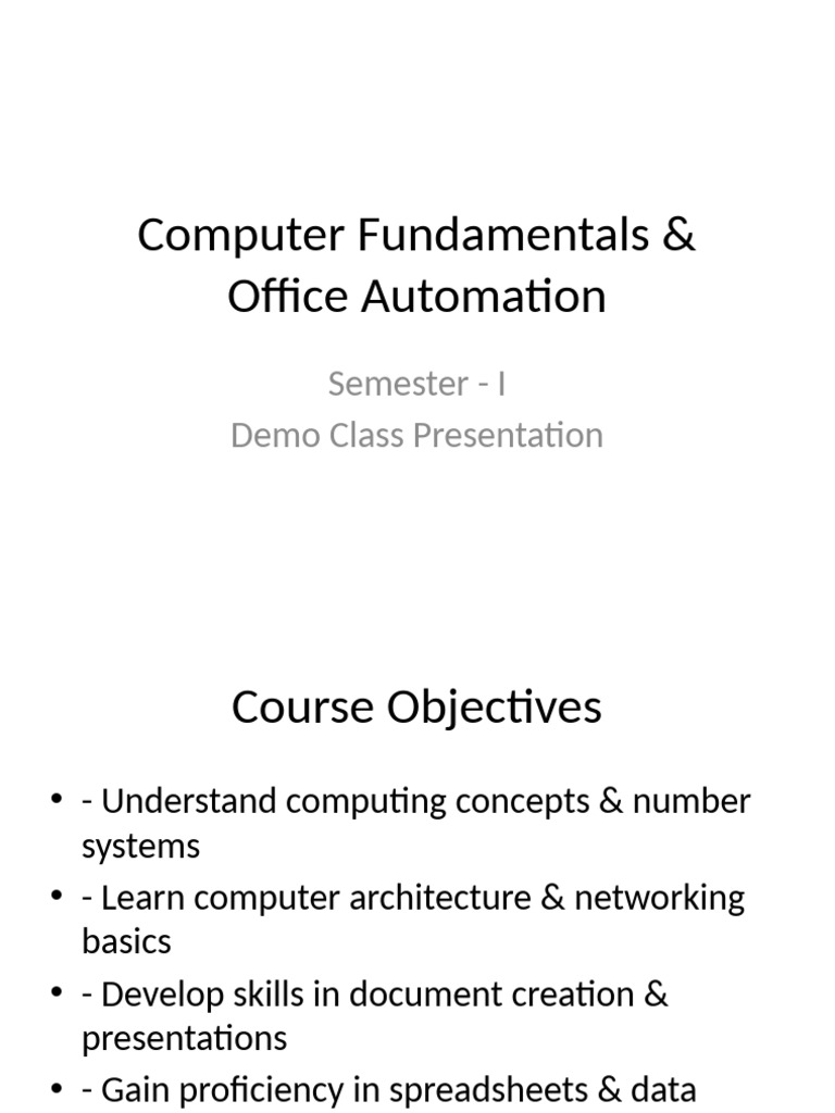Computer Fundamentals & Office Skills | PDF