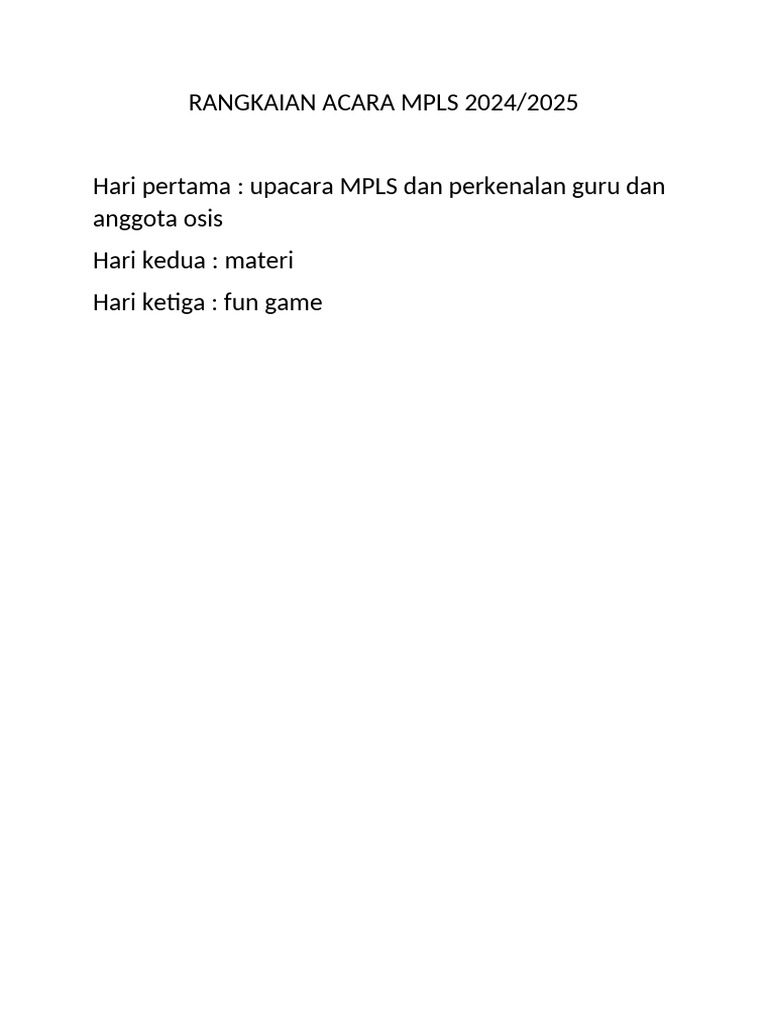 Rangkaian Acara Mpls 2024 | PDF