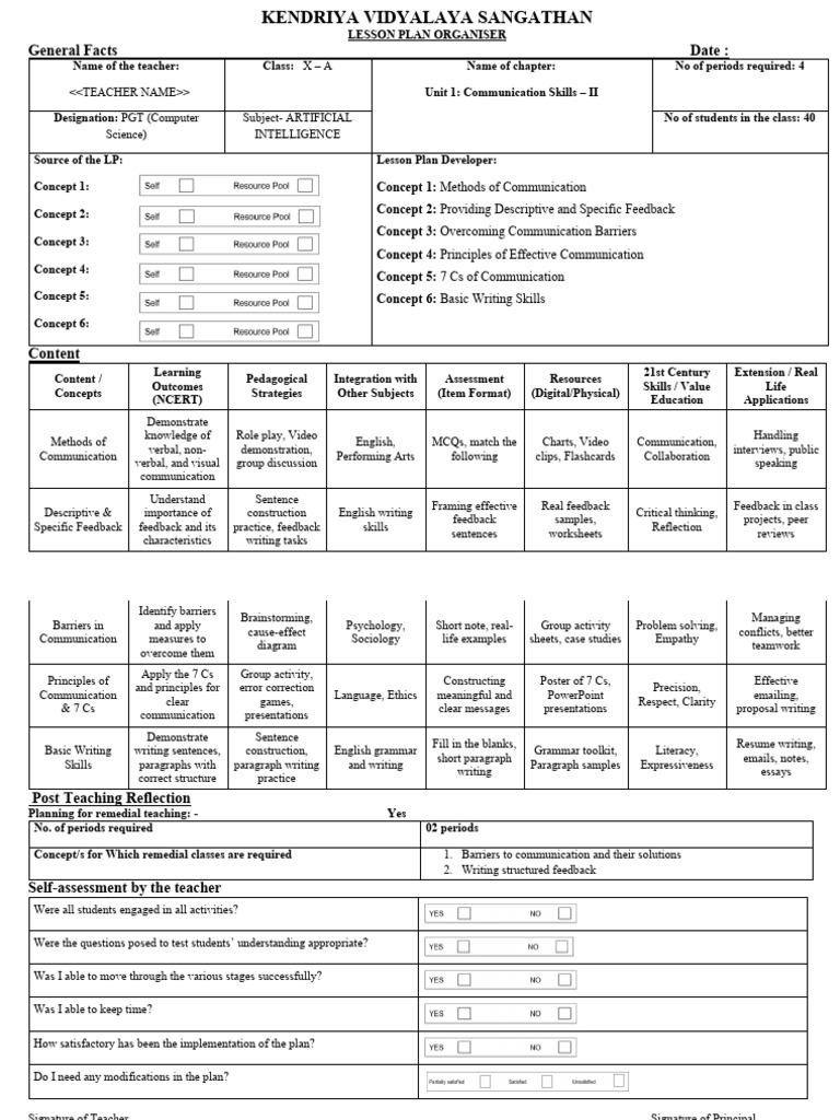 Lesson Plan For Class X Artificial Intelligence | PDF | Machine ...