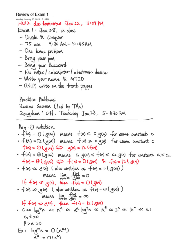 Lecture 5 Review of Exam 1 | PDF