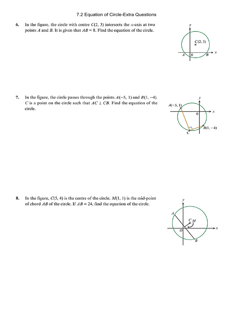 7.2 Equation of Circle-Extra Questions From The Textbook-2025-2026 | PDF