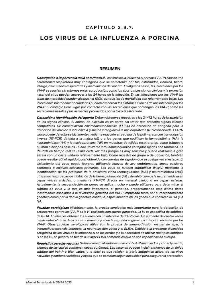 Influenza Porcina Omsa | PDF | Virus de la Influenza A Subtipo H1 N1 ...
