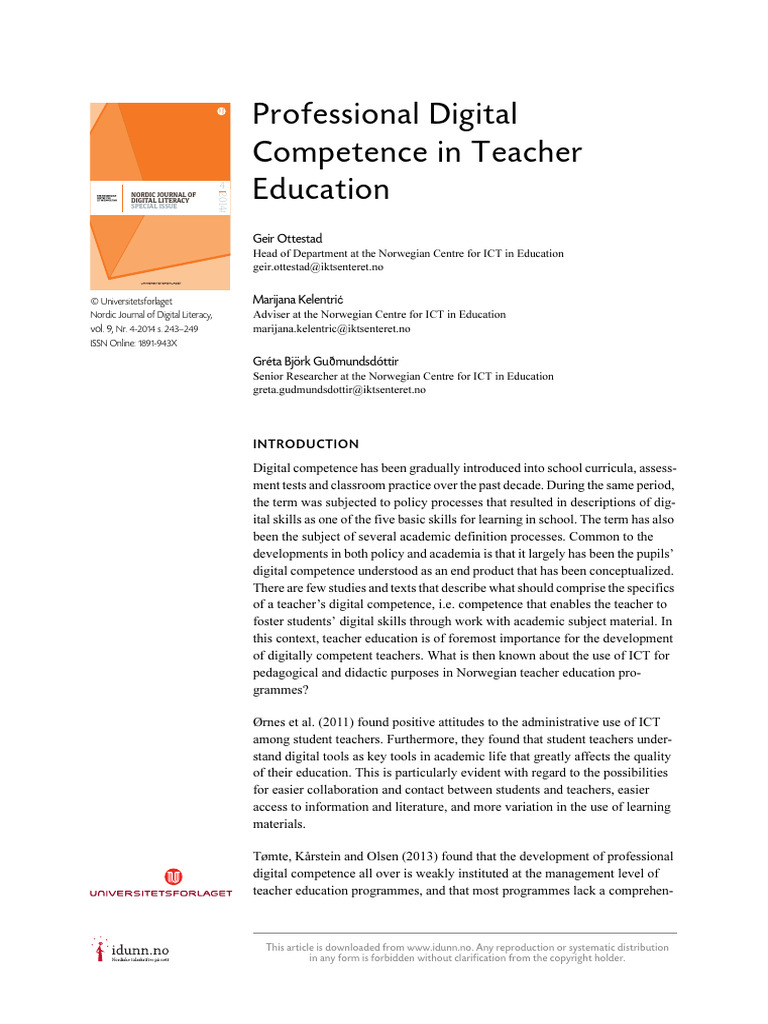 Teacher Education and Digital Competence | PDF | Teachers | Teacher ...