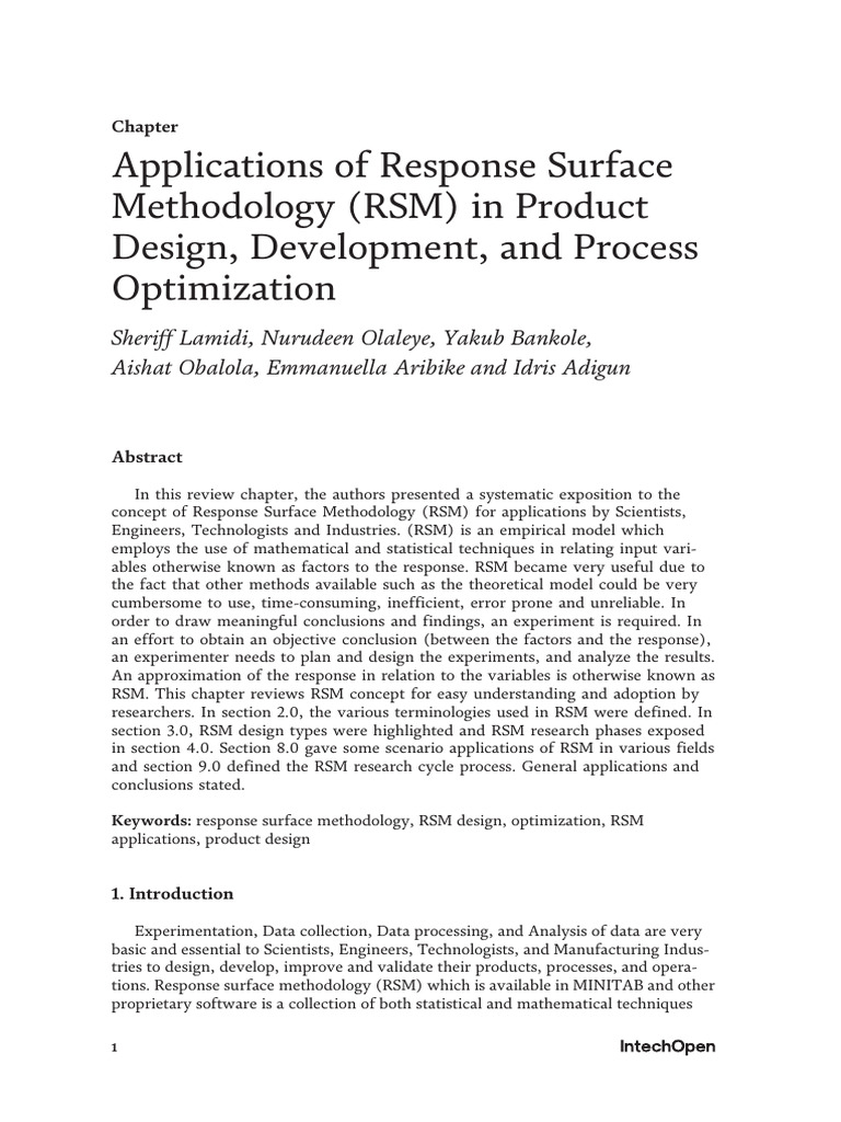 RSM Applications in Product Optimization | PDF | Experiment | Design Of ...