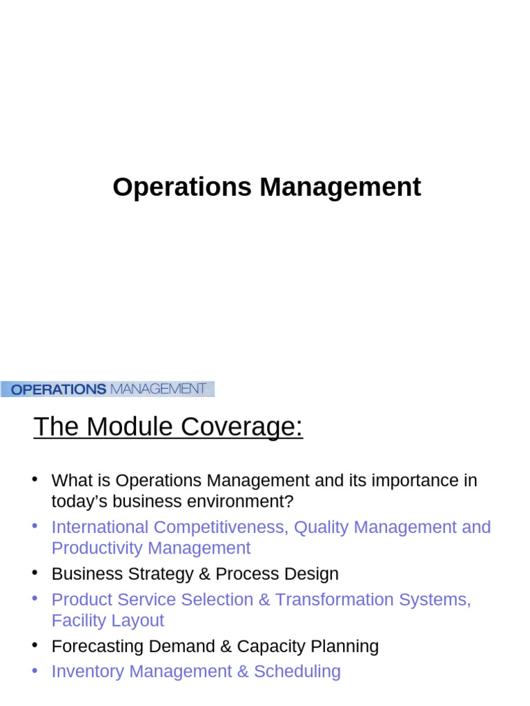 Operations Management Essentials Guide | PDF | Operations Management ...