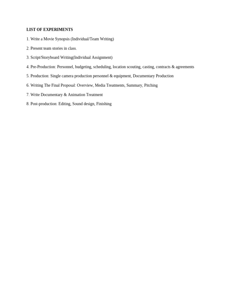 Film Production Experiment Overview | PDF