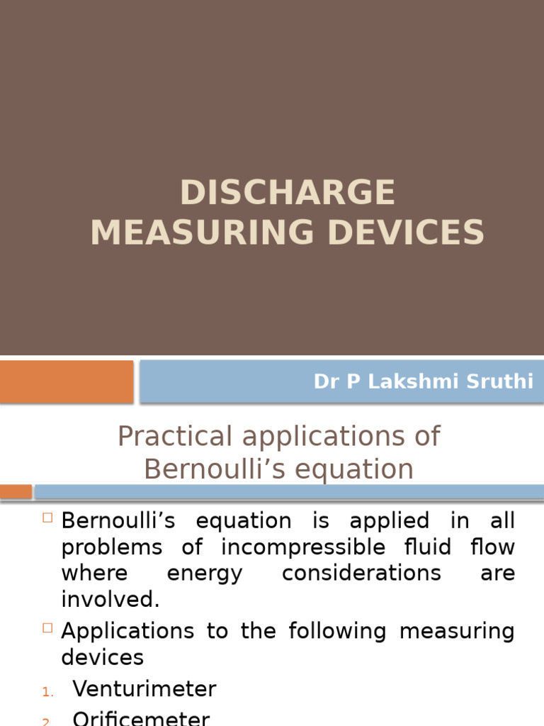 Discharge Measuring Devices | PDF | Flow Measurement | Fluid Dynamics