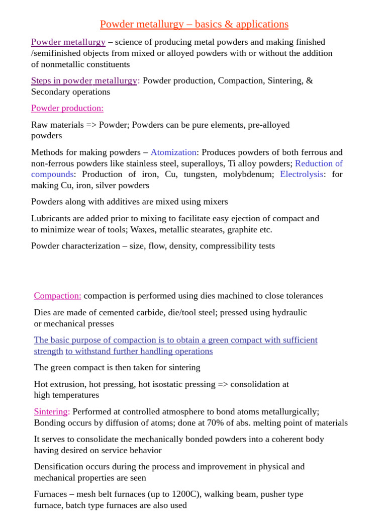 Powder Metallurgy | PDF | Mill (Grinding) | Sintering