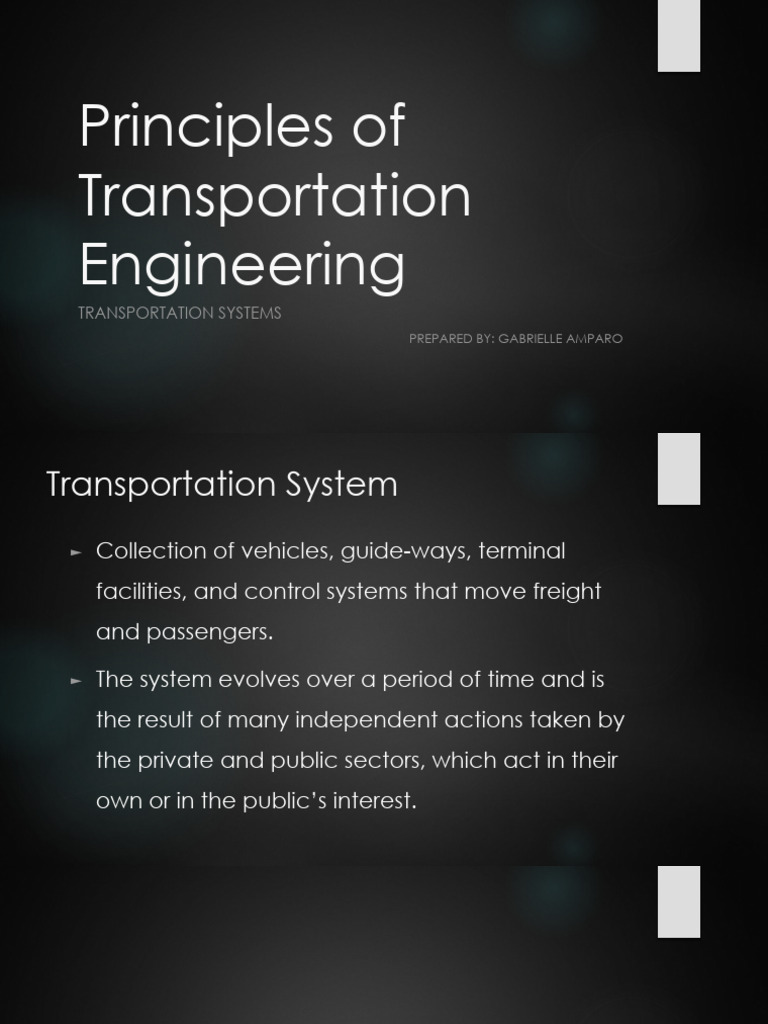 Transportation Engineering Principles | PDF | Transport | Public Transport