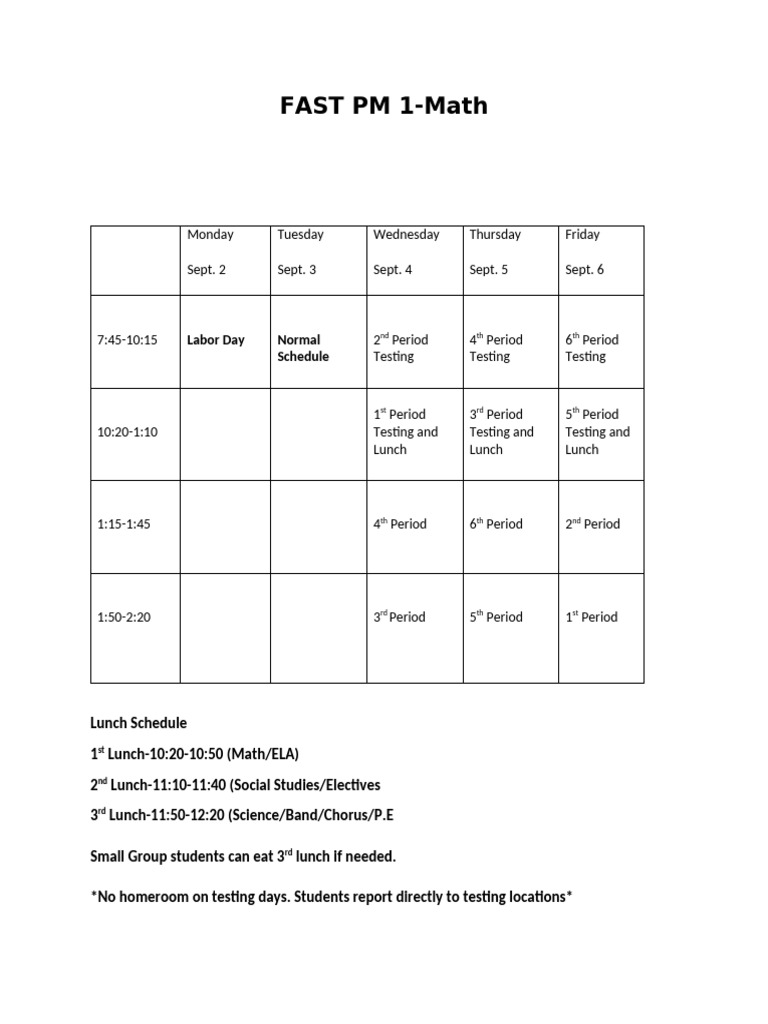 FAST PM 1 24-25 Schedule 2 | PDF