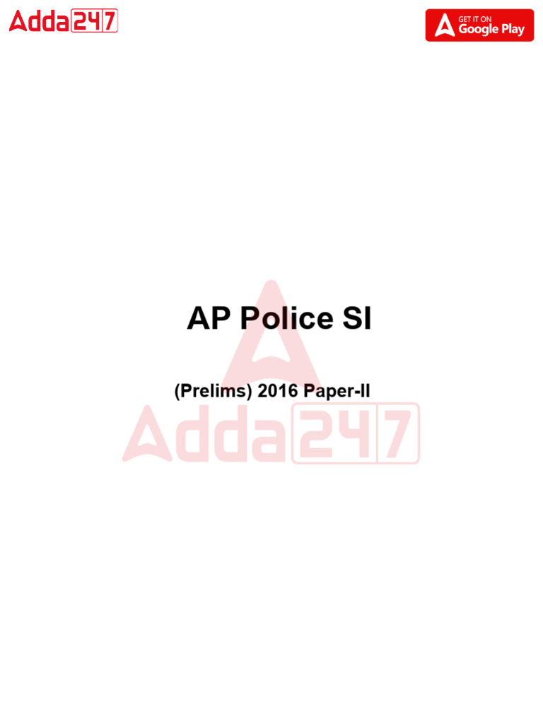 AP Police SI 2016 Prelims Paper II | PDF