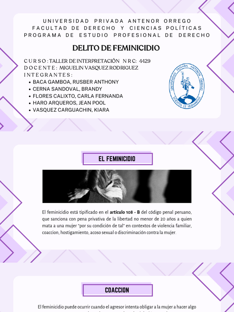 Delito de Feminicidio en Perú: Análisis Legal | PDF | Igualdad de ...