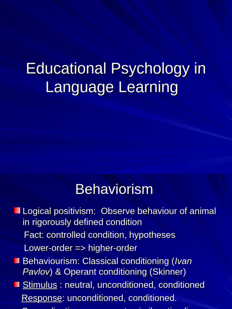 Behaviorism and Cognitive Psychology in Language Learning | PDF ...