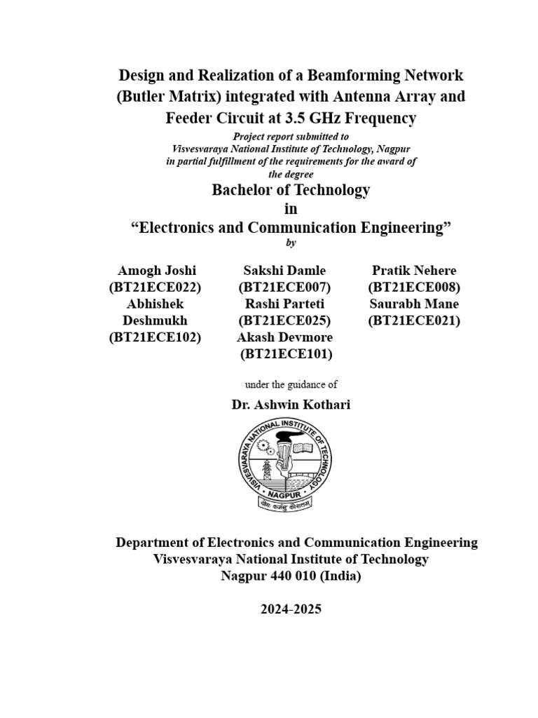 Butler Matrix Beamforming Network Design | PDF | Electrical Engineering ...