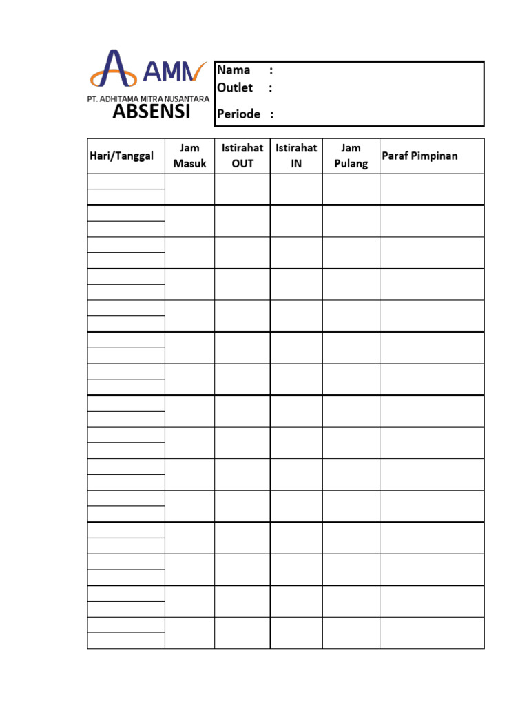 Formulir Absensi Karyawan Harian | PDF