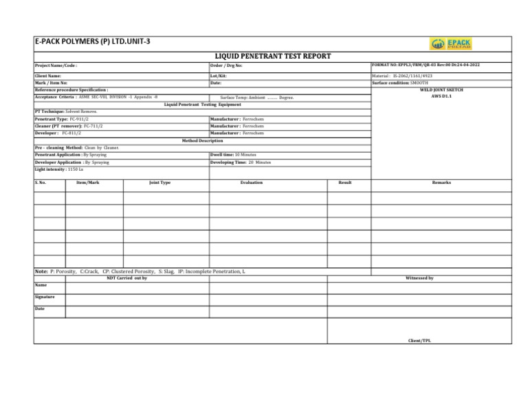 DPT Report Qr-03 Rev | PDF