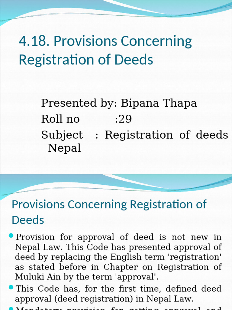 Nepal Deed Registration Provisions | PDF | Fee | Deed