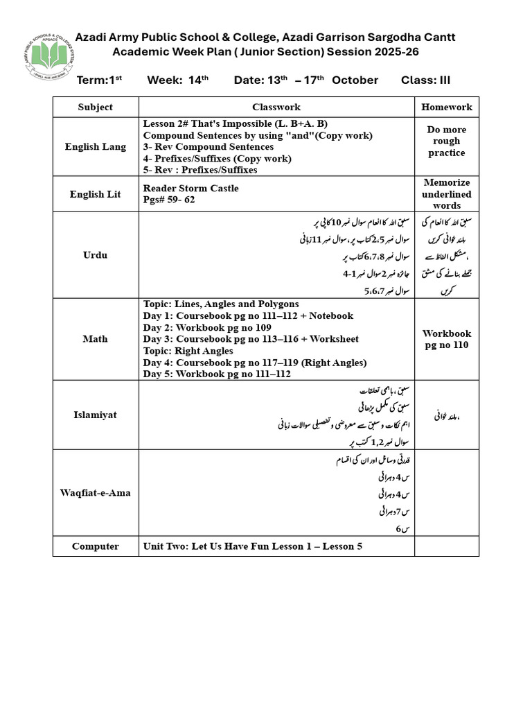 Week 14 Grade 3 | PDF
