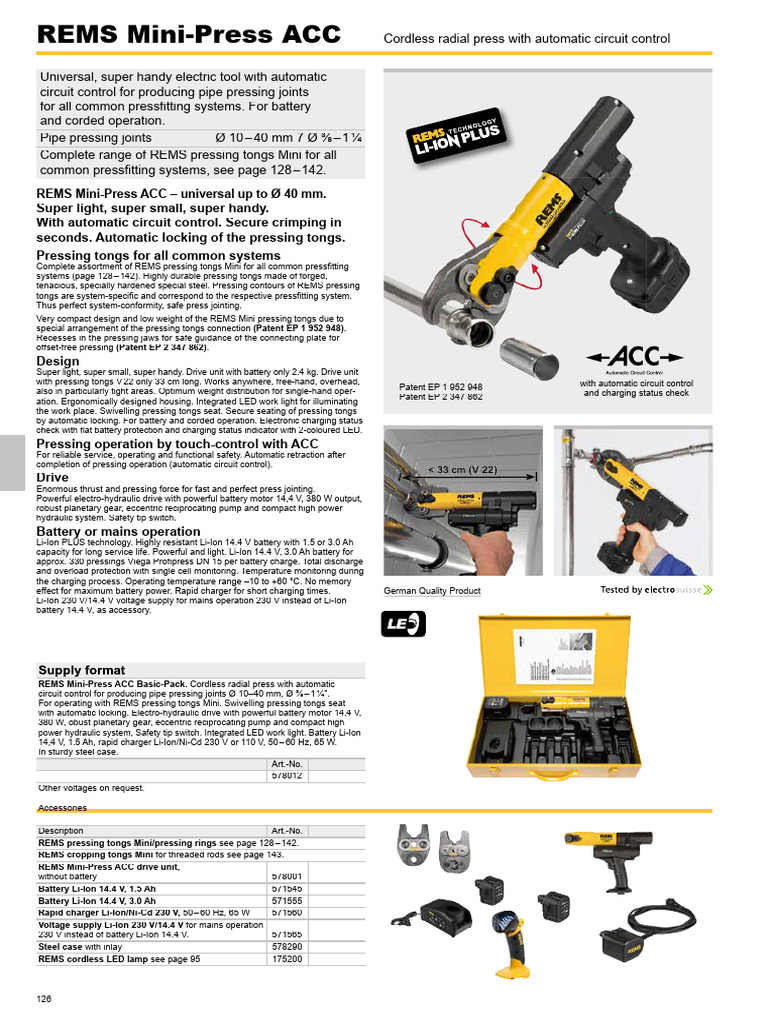 Rems Mini-press Acc | PDF | Manufactured Goods