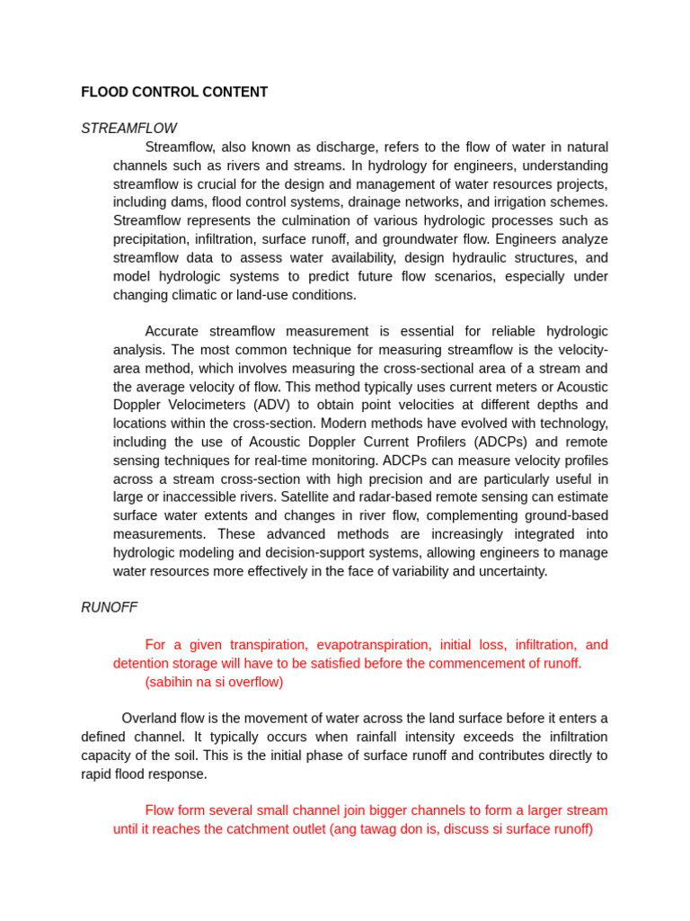 Flood Control Content (Part 1) | PDF | Flood | Surface Runoff
