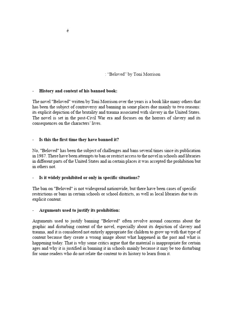 Case Study Part 2 - Beloved by Toni Morrison | PDF