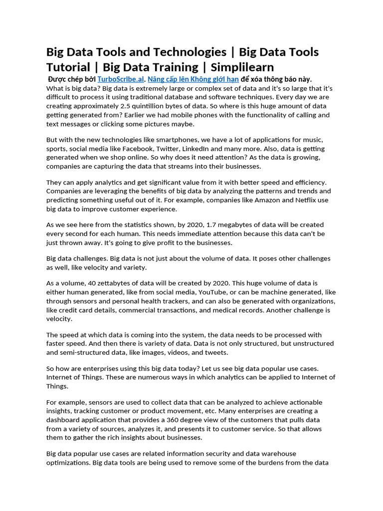 Big Data Tools and Technologies - Big Data Tools Tutorial - Big Data ...