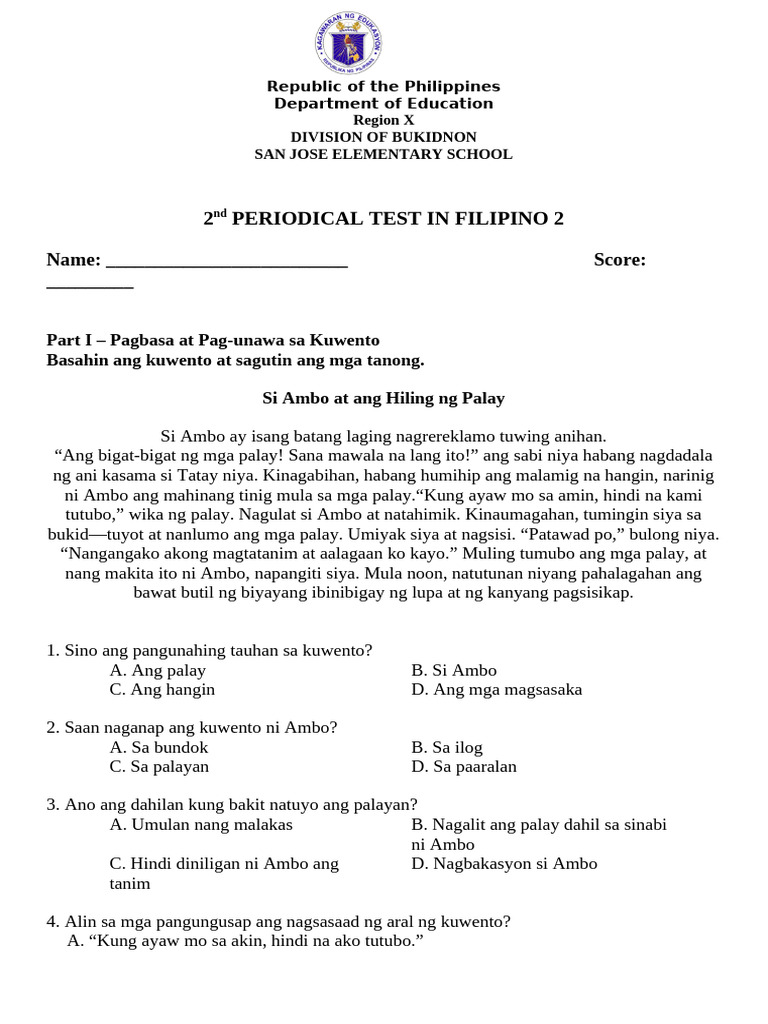 DTC PT Filipino 2 q2 Matatag With Tos Key | PDF