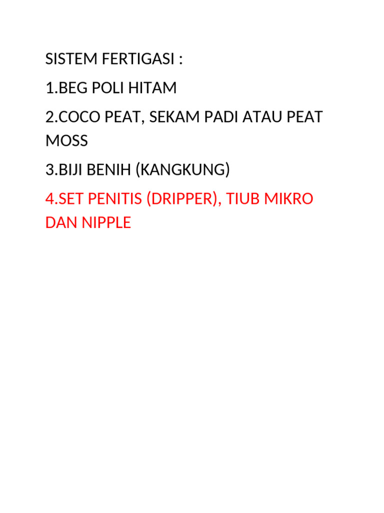 Bahan Sistem Fertigasi | PDF